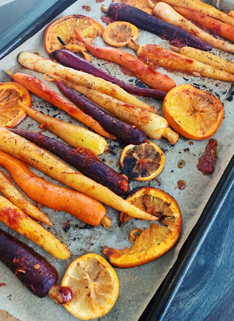 Roasted Carrots with Harissa-Maple Glaze