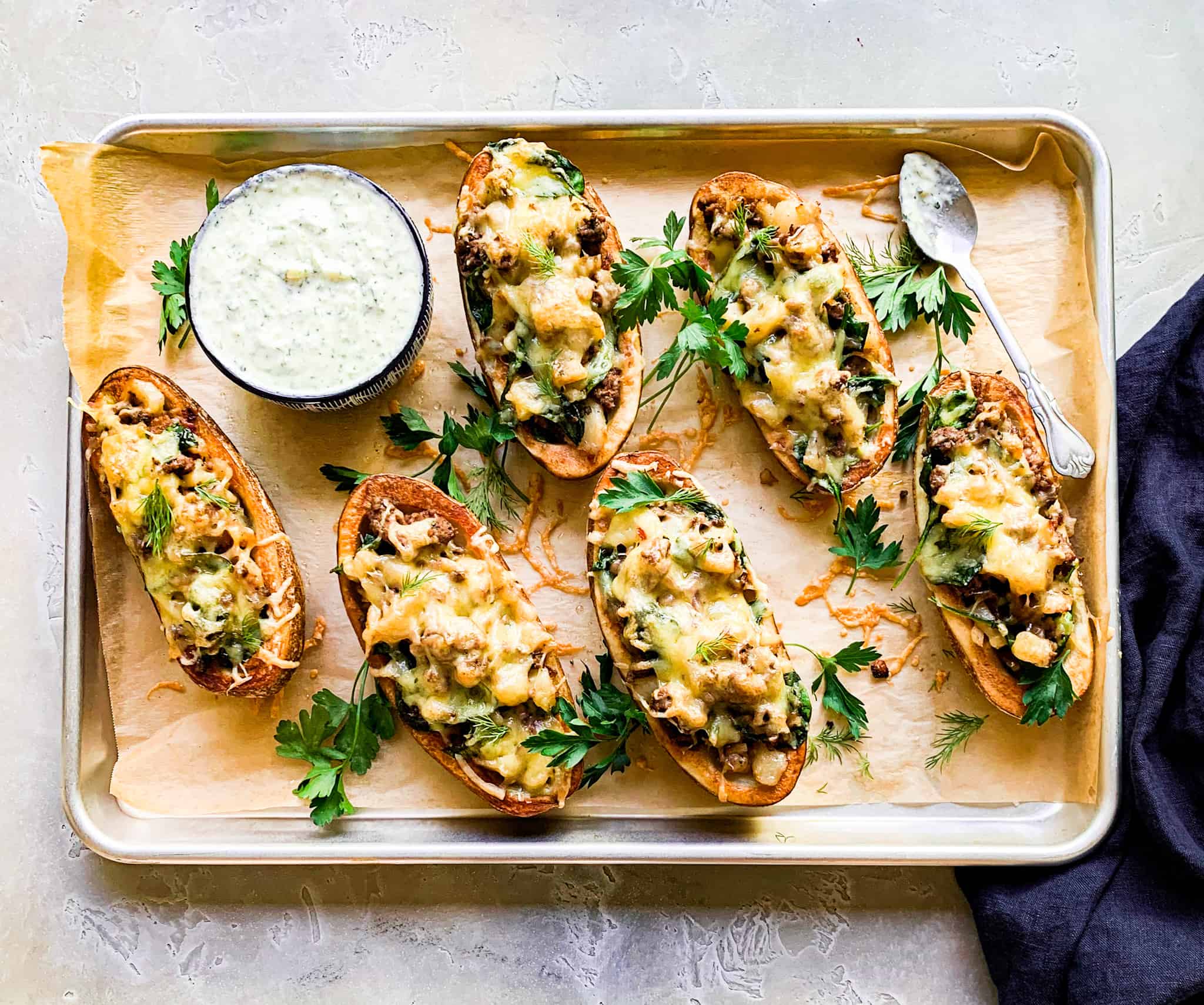 Stuffed Potatoes with Lamb & Spinach