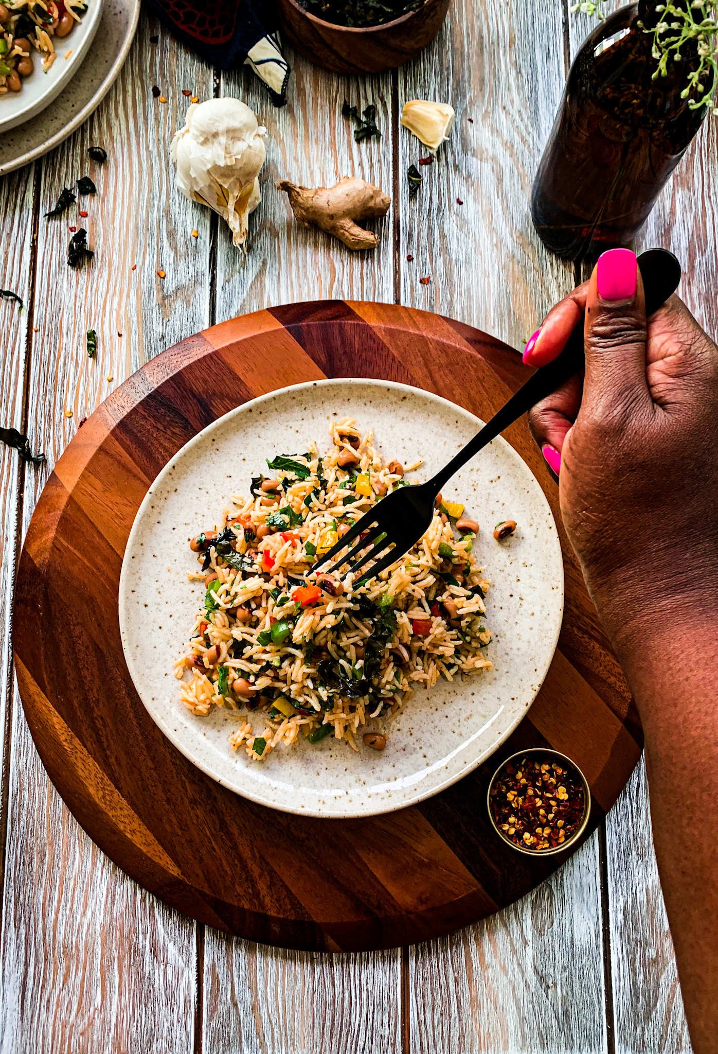 Soul Rice African Soul Rice Salad with Crispy Collards - Savor and Sage