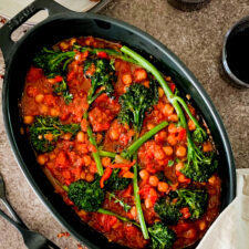 Spicy Braised Chickpeas with Broccolini